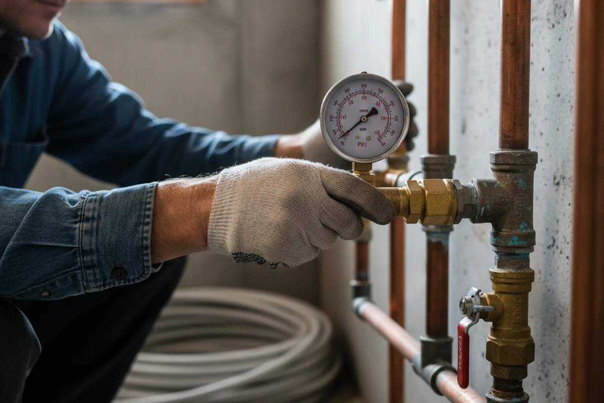 Pressure testing a repaired line during Water Line Repair in Hueysville